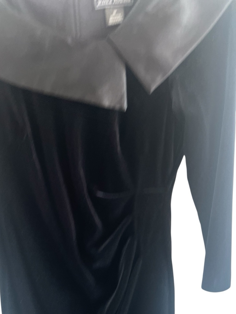 Jessica Howard Black Velvet Boatneck Dress with Draped Front - Picture 2 of 4
